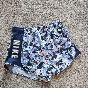 Nike Women’s Running Shorts Size L Dri-FIT Blue Purple Floral Geometric Athletic